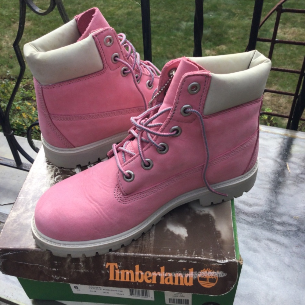 Lt.Pink Timberland Boots Junior Size 6 - Picture 2 of 10